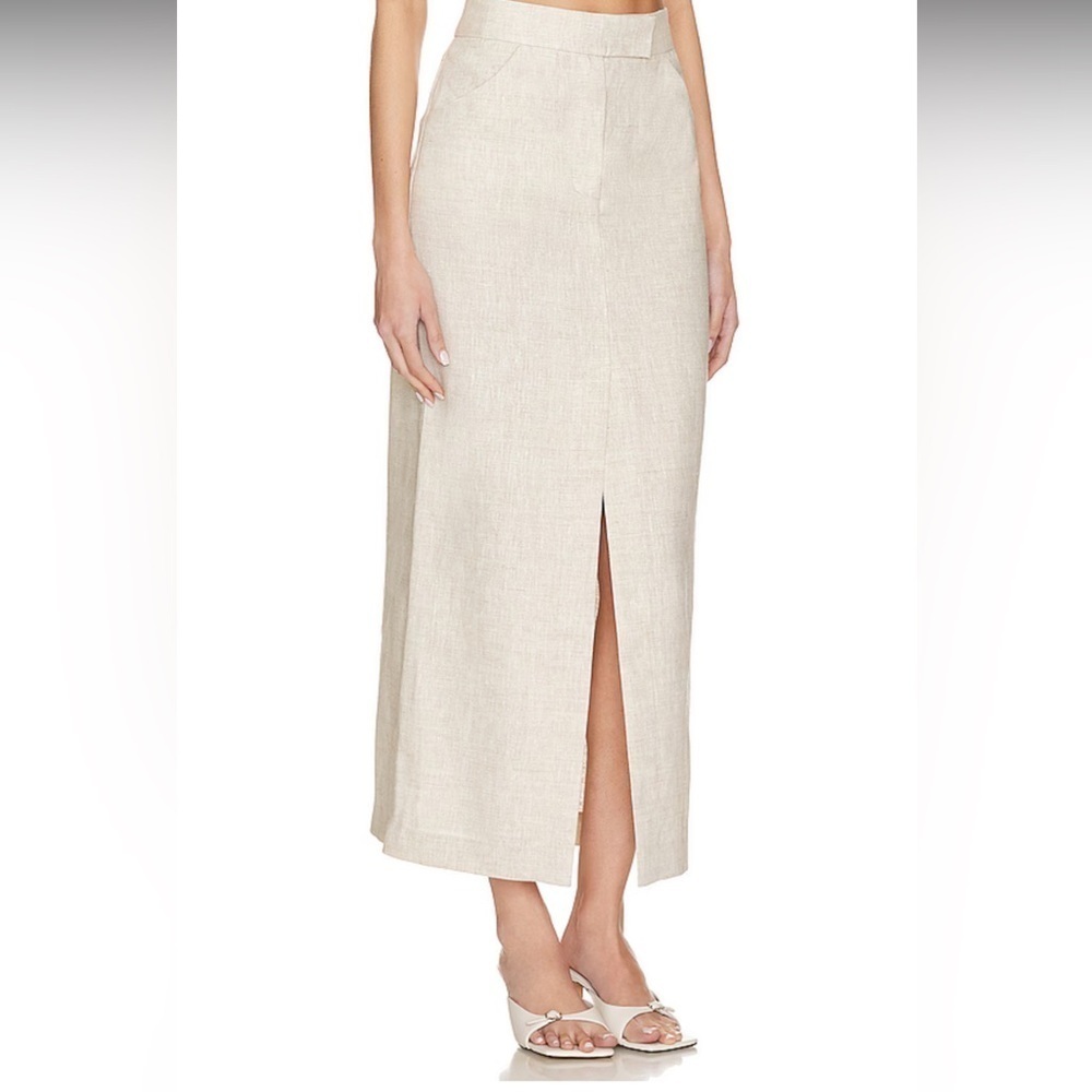 L’Academie from Revolve Orsina Maxi Skirt in Natural Linen Cotton Blend - Picture 5 of 9